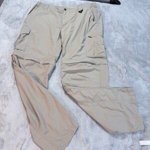 Columbia Omni Shade Convertible Zip Off Cargo Pants 38x32 Khaki Outdoor Hiking